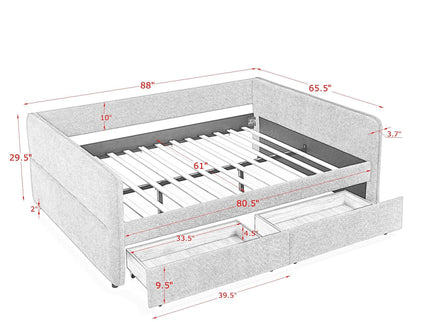 Upholstered Daybed & 2 Drawers
