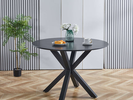 Table Mid-Century Dining Table For 4 - 6 People With Round Table Top, Pedestal Dining Table, End Table Leisure Coffee Table, Cross Leg