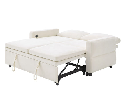 Convertible Sofa Bed Loveseat With Adjustable Backrest And USB Ports
