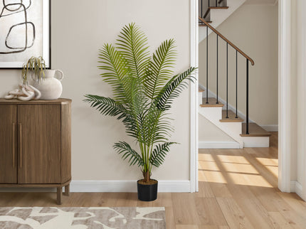 57" Tall, Artificial Plant, Palm Tree, Indoor, Faux, Fake, Floor, Greenery, Potted, Real Touch, Decorative - Green / Black