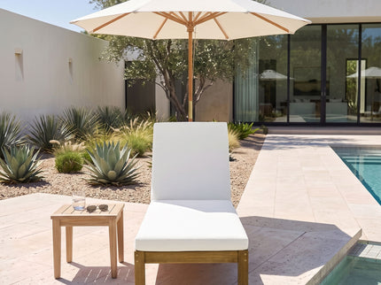 Adjustable Outdoor Patio Lounge Chair Chaise Lounge - Beige / Natural