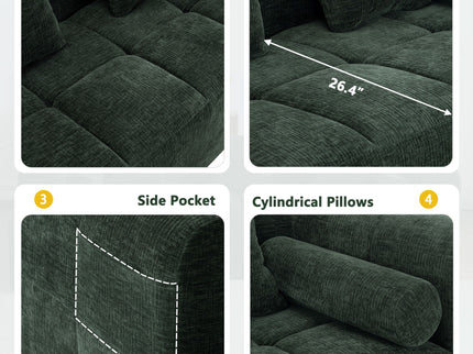 Sectional Free Combined Sofa With 2 Side Pockets