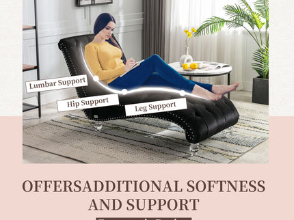 Chaise Lounge Indoor, Button Tufted Upholstered Chaise Lounge Chair With Pillow
