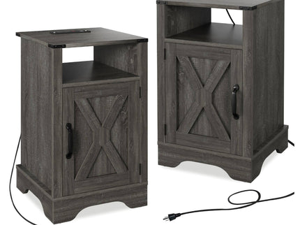 Farmhouse Nightstand, Charging Station & Storage