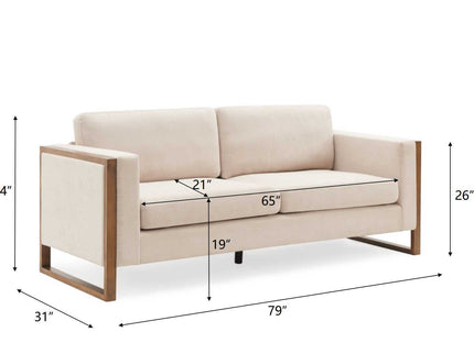 Modern Sofa With Solid Wood Legs, 3 Seater