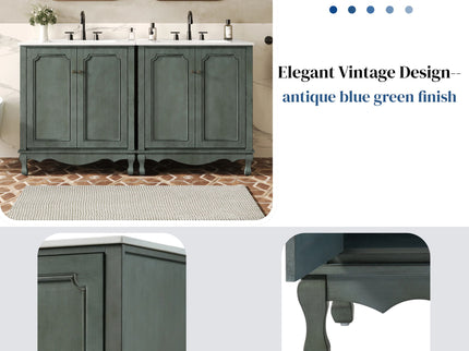 Vintage Double Sink Bathroom Vanity Set With Ceramic Sinks