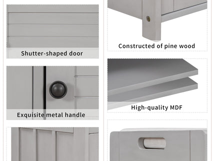 Storage Bench With 3 Shutter-Shaped Doors, Shoe Bench With Removable Cushion And Hidden Storage Space