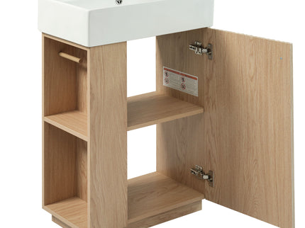 Bathroom Vanity With Sink, Freestanding Wood Grain Cabinet With Storage