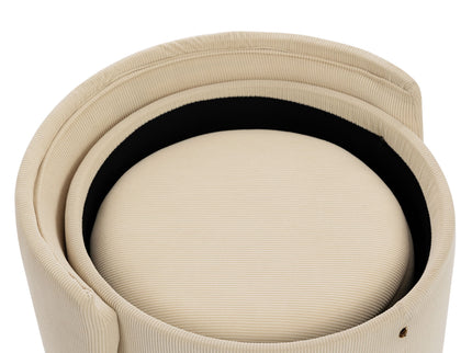 Barrel Chair, Built In Storage, 360° Swivel - Beige