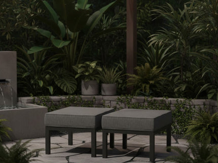 Patio Ottomans With Cushions, All-Weather Footrests (Set of 2)
