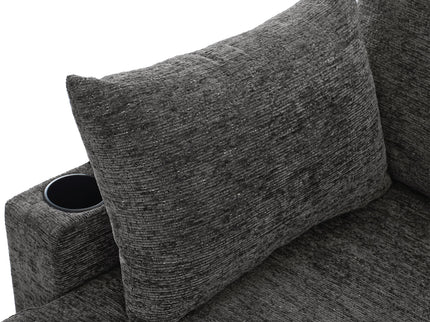 U-Shaped Sectional Sleeper Sofa With Ample Storage Space, 2 Cup Holders And Charging Ports For Living Room