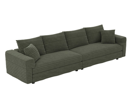 Convertible Deep Seat Sofa With Soft Pillows And Ottomans