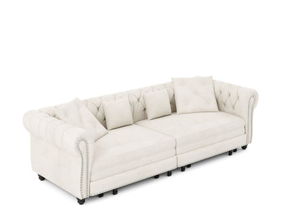 3 In 1 Convertible Sleeper Sofa Bed With Movable Ottoman