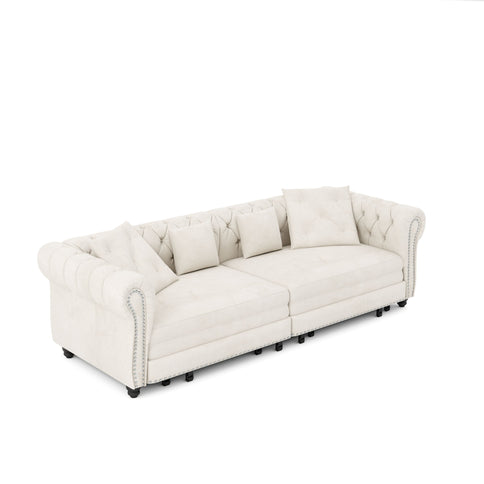 3 In 1 Convertible Sleeper Sofa Bed With Movable Ottoman
