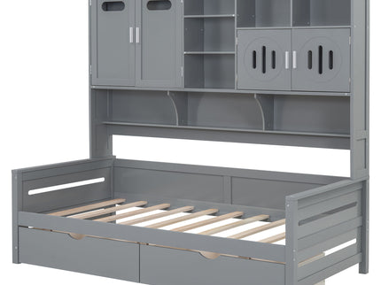 Daybed With All-In-One Cabinet And Shelf
