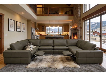 Upholstered Large Arms Sectional With Recliner Seats