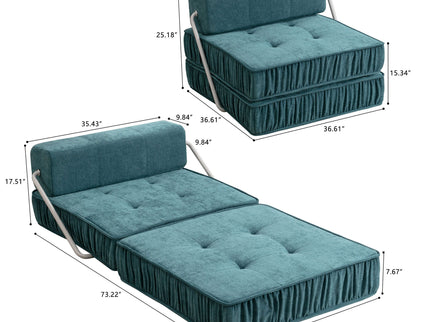 Folding Sofa With Removable Back Cushion, Convertible Futon Sleeper Chair
