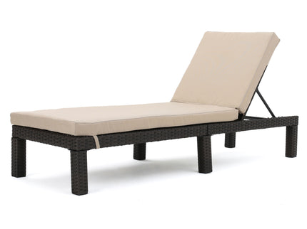 Puerta - Chaise Lounge Frame Cushion Outdoor Wicker Iron - Beige / Dark Brown