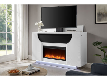 Aurora - Fireplace TV Lift With Adjustable Temperature And LED Colors - White