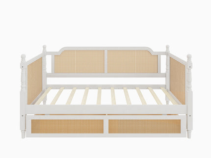 Traditional Style Rattan Daybed, No Box Spring Needed