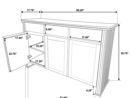 Dreydon - 3 Door Sideboard Server - Light Brown