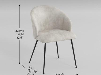 Velvet Upholstery Side Chairs 2 Piece Set With Metal Legs Modern Home Furniture - Beige