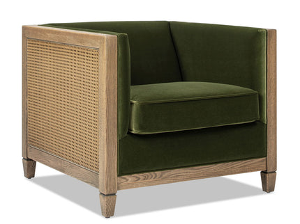 Georgia - Cane Tuxedo Armchair - Olive Green