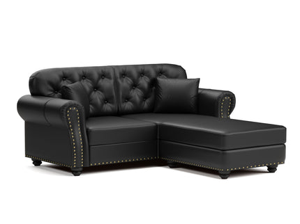 Upholstered Sofa With Nailhead Trim, Rolled Armrests With Ottoman