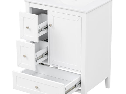 Modern Bathroom Vanity With Sink, Soft Close Drawers & Door, Storage Rack