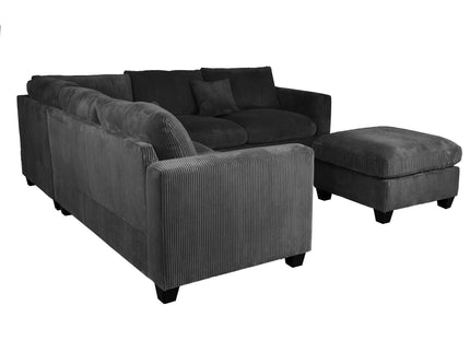 Modern Style L-Shaped Sectional Set With Ottoman
