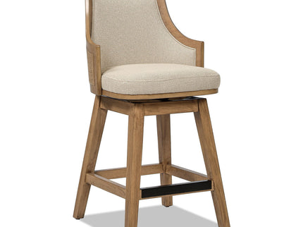 Bahama - Cane High Back Swivel Counter Stool With Recessed Arms Textured Weave - Taupe Beige