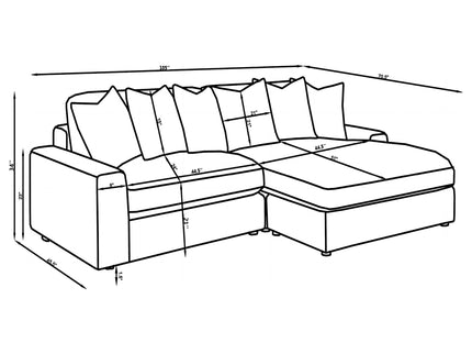 Marcus - Fog Track Arms Reversible Sectional With Pillows - Fog