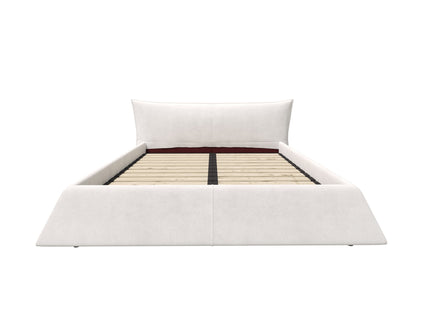 King Size Platform Bed With Special-Shaped Headboard - Cream
