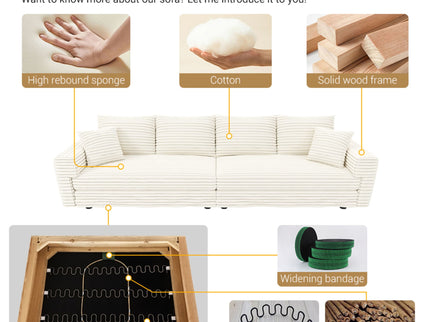 4 Seat Sofa, Modern Comfy Upholstered Sofa Cloud Couch, Deep Seat Couches With Soft Pillows