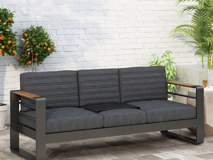 Giovanna - 3 Seater Sofa With Aluminum Frame And Water Repellence Cushions - Black