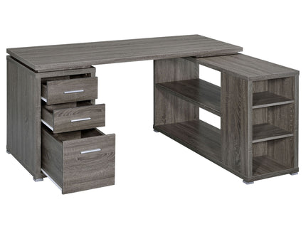 Tona - L-Shape Computer Desk With 3 Drawers And 5 Shelves