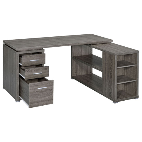 Tona - L-Shape Computer Desk With 3 Drawers And 5 Shelves