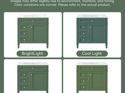 Bathroom Vanity With Top Sink, Storage Cabinet With 2 Drawers, Tip Out Drawer