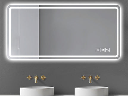 LED Bathroom Mirror, Anti Explosion Glass, Rust Resistant, Anti Fog, Tri Color