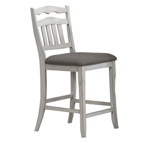 7 Piece Counter Height Dining Set With Storage Base And Ladder Back Chairs - Antique White / Gray