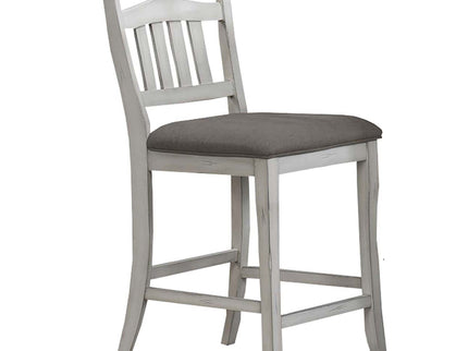 Counter Height Dining Chairs With Upholstered Cushion And Ladder Back Design (Set of 2) - Antique White