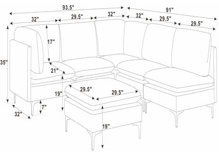 Upholstered Modular Sectional & Tall Legs