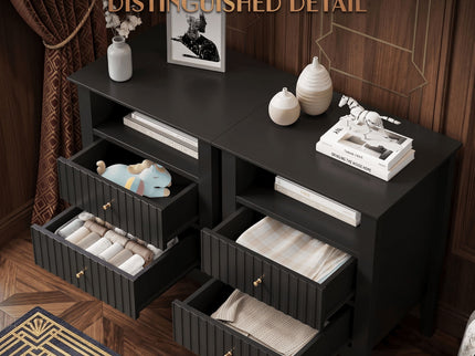 Fluted Nightstand With 2 Drawers