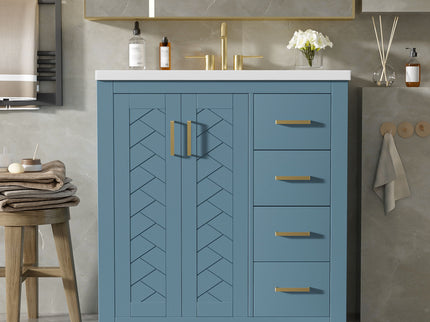 Bathroom Vanity With Sink, Storage Cabinet, Freestanding Set With 3 Drawers & Soft Closing Doors