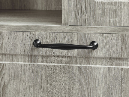 Modern Tall Storage Cabinet With Adjustable Shelves, Flip-Out Basket & Enclosed Doors