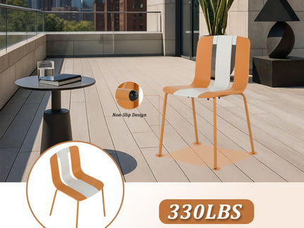 4 Piece Set Of Modern Striped Single Chairs With Folding Square Table