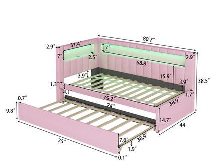 Upholstered Platform Bed With USB Ports And LED Belt