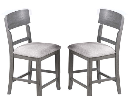 7 Piece Counter Height Dining Set With Storage Shelves, Table & 6 High Chairs - Gray