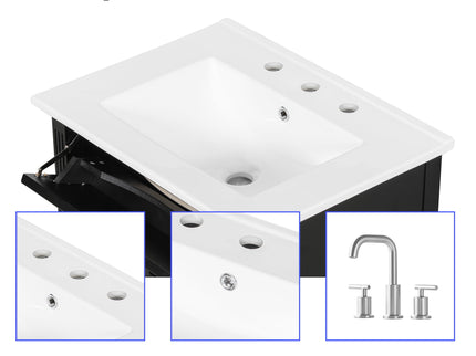 Modern Bathroom Vanity With Sink, Flip Drawer, 2 Drawers, Adjustable Shelf
