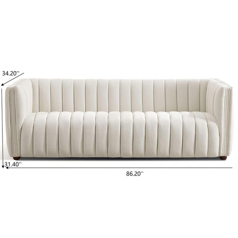April - Mid-Century Modern Luxury Tight Back Boucle Couch